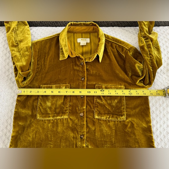 Anthropologie Maeve Karina Velvet Button Down Shirt in Gold Size 0 OB1057701 - Picture 16 of 16